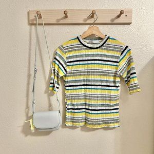 KOREAN BRAND DAHONG SHORT SLEEVE LINEN BLEND STRIPE SHIRT
